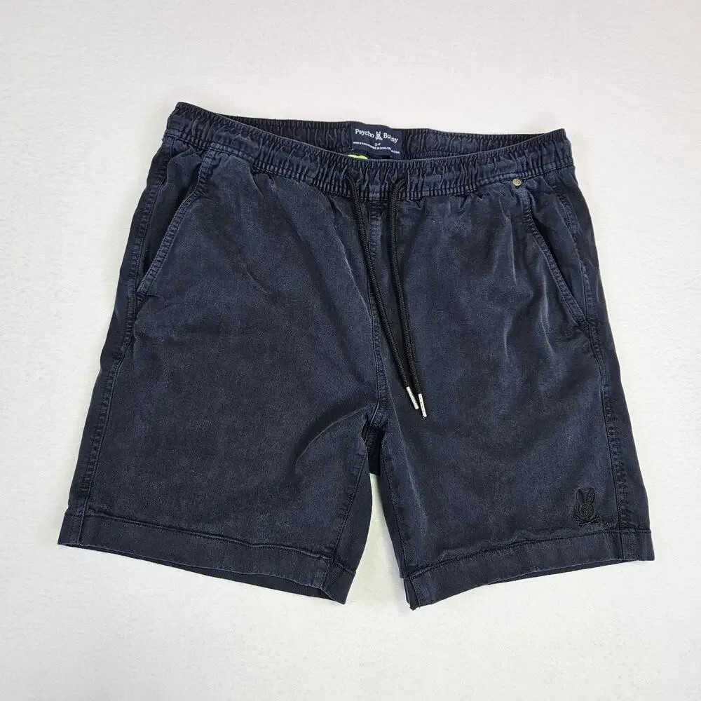 Psycho Bunny Willis Shorts Mens S Navy Stretch Tencel Lounge Chino Drawstring